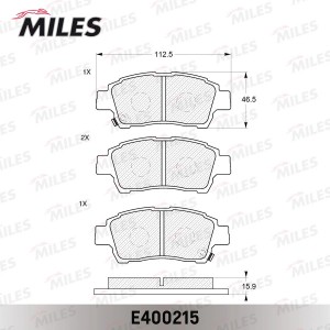 Колодки тормозные передние (без датчика) (Смесь Low-Metallic) (TOYOTA YARIS / VI E400215 MILES