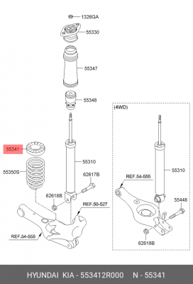 Прокладка пружины HYUNDAI I30 12-/KIA CEED 12- задней верхняя 553412R000 MOBIS