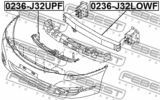 Усилитель бампера переднего NISSAN TEANA 06.09-12.13 0236-J32UPF 0236-J32UPF FEBEST