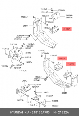 Подушка HYUNDAI HD120,AeroTown дв.D6DA19 двигателя задняя OE 218136A700 HYUNDAI KIA