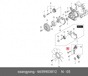 Болт SSANGYONG Actyon (06-),Kyron (05-),Rexton (03-) (D20/27) ролика натяжителя  6659903812 SSANG YONG