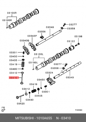 клапан впускной!\ Mitsubishi Galant 2.0 16V 4G63/Space Gear 2.4 16V 93> 1010A655 MITSUBISHI