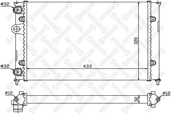 радиатор системы охлаждения!\ VW Golf 1.4/1.6 91> 10-25068-SX STELLOX