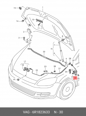 Кронштейн VW Golf SEAT Toledo SKODA Octavia (13-) ручки капота ОЕ 6R1 823 633 VAG