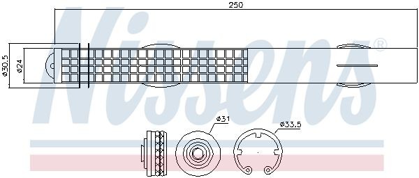 осушитель кондиционера!\ BMW E70/E71/E72 3.0-5.0 07-10, Mini Cooper 1.6-2.0 07> 95467 NISSENS