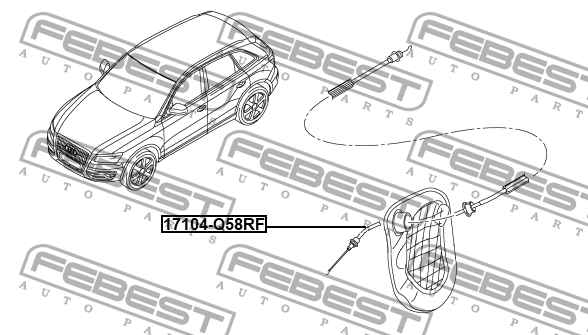 Трос внешн ручки замка двери 17104-Q58RF 17104-Q58RF FEBEST