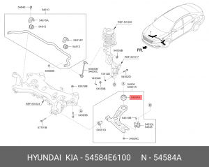 Сайлентблок HYUNDAI Sonata (16-) KIA Optima рычага переднего задний OE 54584E6100 HYUNDAI KIA