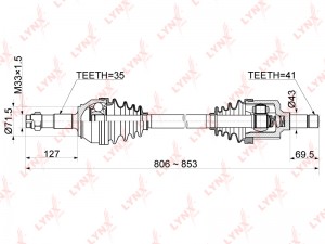 Привод PEUGEOT Boxer CITROEN Jumper (06-) FIAT Ducato (08-) колеса переднего лев CD-1045 LYNXAUTO