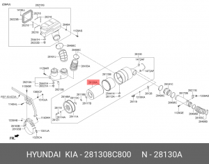 Фильтр воздушный HYUNDAI AeroCity,AeroSpace дв.D6AB/ABDD OE 281308C800 HYUNDAI KIA