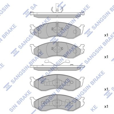 Колодки тормозные KIA Carnival (99-) JEEP Grand Cherokee (-99) передние (4шт.) S SP1112 SANGSIN