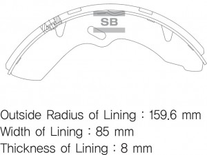 Колодки тормозные HYUNDAI HD65,72,78,County барабанные (85мм) (1шт.) (T=8мм) SAN SA014 SANGSIN