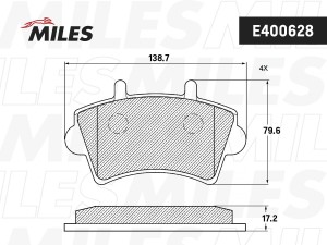 Колодки тормозные передние (Смесь Low-Metallic) NISSAN INTERSTAR/OPEL MOVANO/REN E400628 MILES