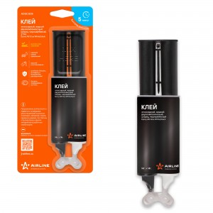 Клей эпоксидный, жидкий двухкомпонентный, шприц, черный/белый, 2*14 г. (ADGC005) ADGC005 AIRLINE