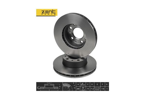 диск тормозной передний Z06038 ZENTPARTS