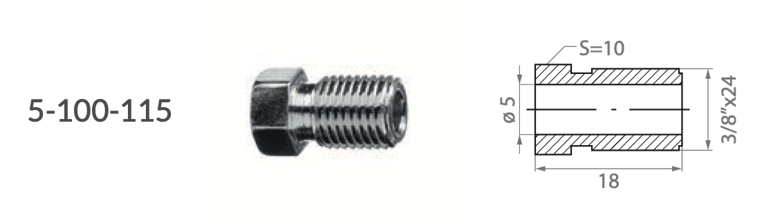 НАКОНЕЧНИК ТОРМОЗНОЙ ТРУБКИ S=10 3/8'X24 5-100-115 WP