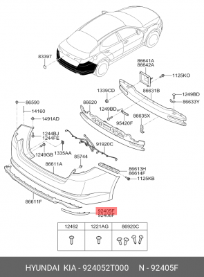 Катафот KIA Optima (10-) бампера заднего левый OE 924052T000 HYUNDAI KIA