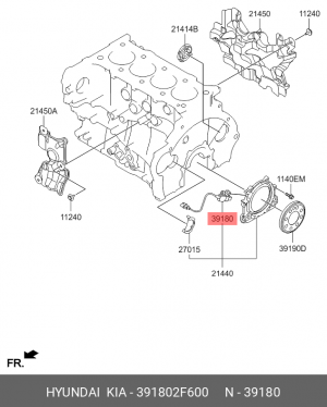 Датчик положения коленвала HYUNDAI Santa Fe (13-) OE 391802F600 HYUNDAI KIA