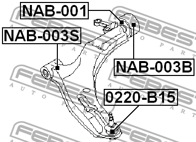 Сайлентблок рычага передний NISSAN AD VAN/WINGROAD Y11 1999-2004 NAB-003S NAB-003S FEBEST