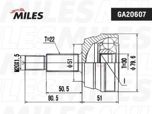 ШРУС наружный AUDI 80/90/VW PASSAT II/JETTA II 1.3-2.2 78-91 (GKN 302060) GA2060 GA20607 MILES