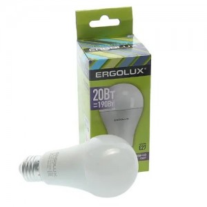 Лампа светодиодная E27 A65 20W (190W) 220V холодный ERGOLUX ELLEDA6520WE276K ERGOLUX