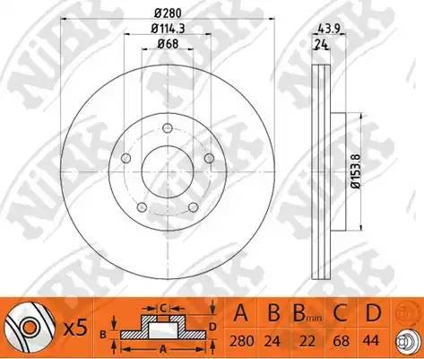 Диск тормозной NISSAN JUKE 10- передний RN1426 RN1426 NIBK