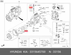 Кольцо уплотнительное HYUNDAI HD65,78,County ЕВРО-3 насоса топливного OE 3315645700 HYUNDAI KIA