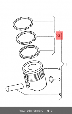 1 комплект поршневых колец 06A 198 151 C VAG