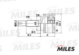ШРУС наружный TOYOTA COROLLA 1.4/1.6 02- (GKN 304693) GA20474 GA20474 MILES