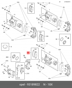 Колодки тормозные OPEL Corsa D (06-) передние (4шт.) OE 93189822 GENERAL MOTORS