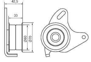 Ролик ГРМ натяжной Hyundai H-1, Mitsubishi Pajero Sport (K90) 2.5TDi (97-15) GT1 GT10140 GMB