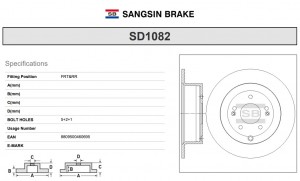 Диск тормозной HYUNDAI SANTA FE 06- задний D 302мм. SD1082 SD1082 SANGSIN