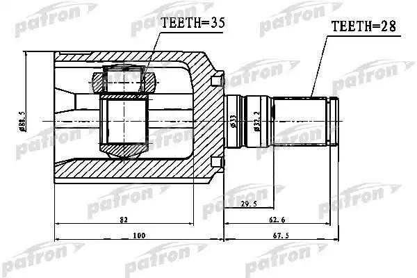ШРУС внутренний HYUNDAI Santa Fe (05-) KIA Sorento (09-) левый PATRON PCV1752 PATRON