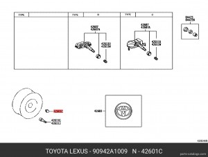 гайка крепления колеса! M12x1.5 ключ 19\ Toyota All 90942a1009 TOYOTA