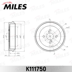 Барабан тормозной TOYOTA YARIS 99-05 (пр-во Япония) (TRW DB4254) K111750 K111750 MILES