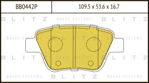 Колодки тормозные дисковые задние AUDI A3 12-SKODA Yeti 09-VW Golf/Jetta/Touran  BB0442P BLITZ