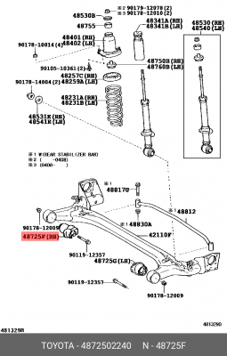 Сайлентблок задней балки TOYOTA 4872502240 48725-02240 TOYOTA