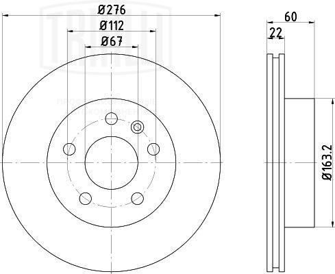 Диск торм. Mercedes Vito (W638) (96-) перед. d=276 (DF 155108)  2шт DF 155108 TRIALLI