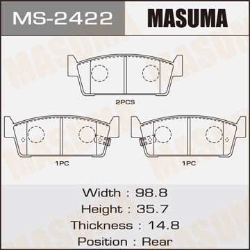 колодки дисковые з.!\ Infiniti M30 3.0i 89-93, Nissan Laurel 3.0 SGX 86-88 MS2422 MASUMA