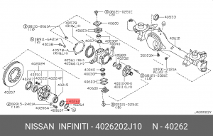 Гайка на ступицу 40262-02J10 40262-02J10 NISSAN
