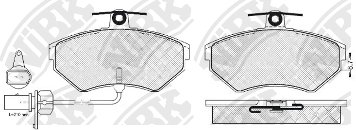 Колодки тормозные VW Passat B5 AUDI A4 передние (4шт.) NIBK PN0023W NIBK