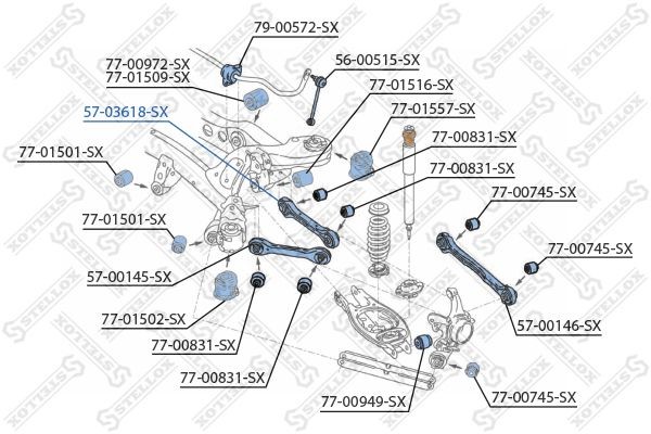 рычаг задней подвески!\ BMW E87 all 04>/E90 all 05> 57-03618A-SX STELLOX