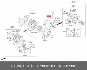 Шланг тормозной KIA Sorento (09-) задний правый OE 587382P100 HYUNDAI KIA