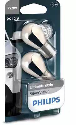 Лампа 12V PY21W BAU15s + 30% желтая блистер (2шт.) Silver Vision PHILIPS 12496SVB2 PHILIPS