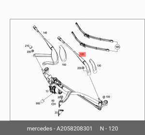 ТЯГА ЩЕТКИ СТЕКЛООЧИСТИТЕЛЯ A2058208301 A 205 820 83 01 MERCEDES BENZ