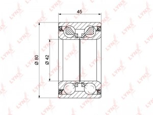 Подшипник ступицы передний (45x42x80) подходит для MAZDA 6(GG) 1.8-2.3 02-07 / 6 WB-1351 LYNXAUTO