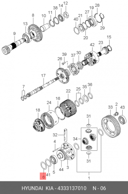 Упорное кольцо АКПП (SPACER) 4333137010 HYUNDAI KIA