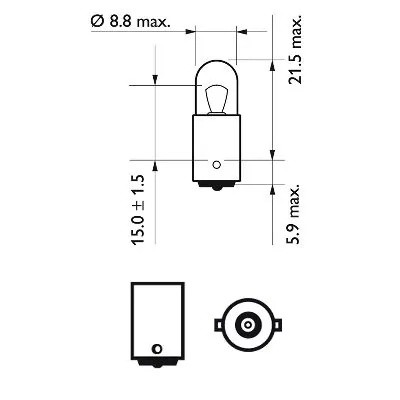 Лампа 12V T4W BA9s PHILIPS 12929CP PHILIPS