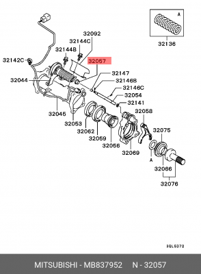 Сальник MITSUBISHI L200 тяги включения переднего моста OE MB837952 MITSUBISHI