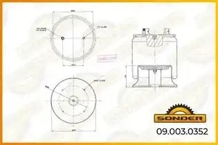 Пневморессора Premium со стаканом (металл) 1 шп.+штуц. / 4 отв. — 3 года безусло 090030352 SONDER