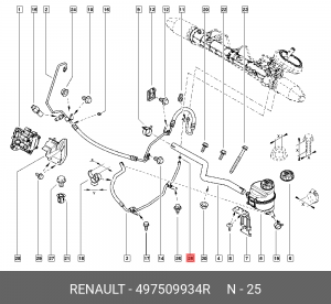 уплотнитель трубки ГУР!\ Renault 497509934R RENAULT